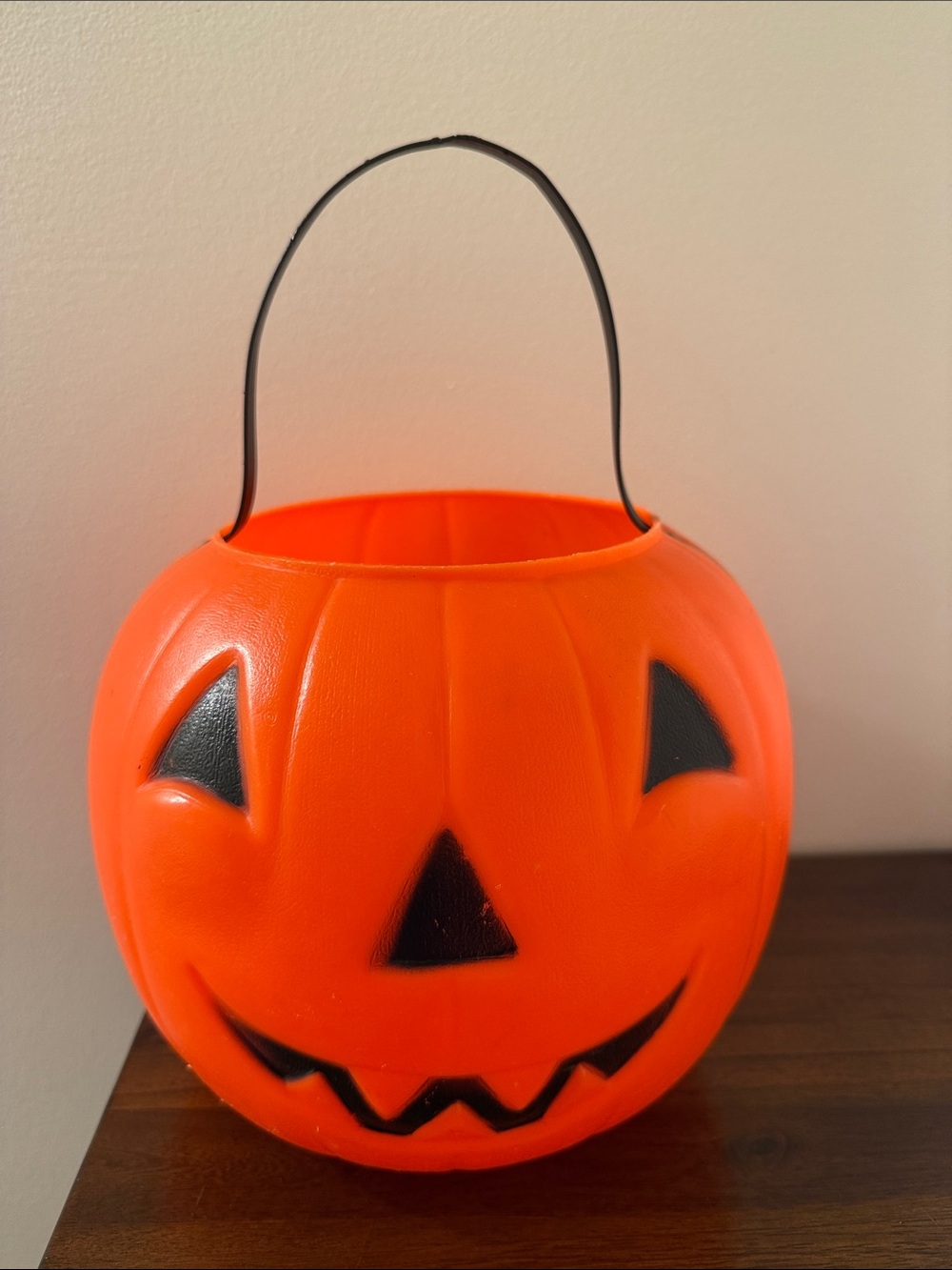 Vintage Empire Orange Blow Mold Jack O Lantern Pumpkin Bucket